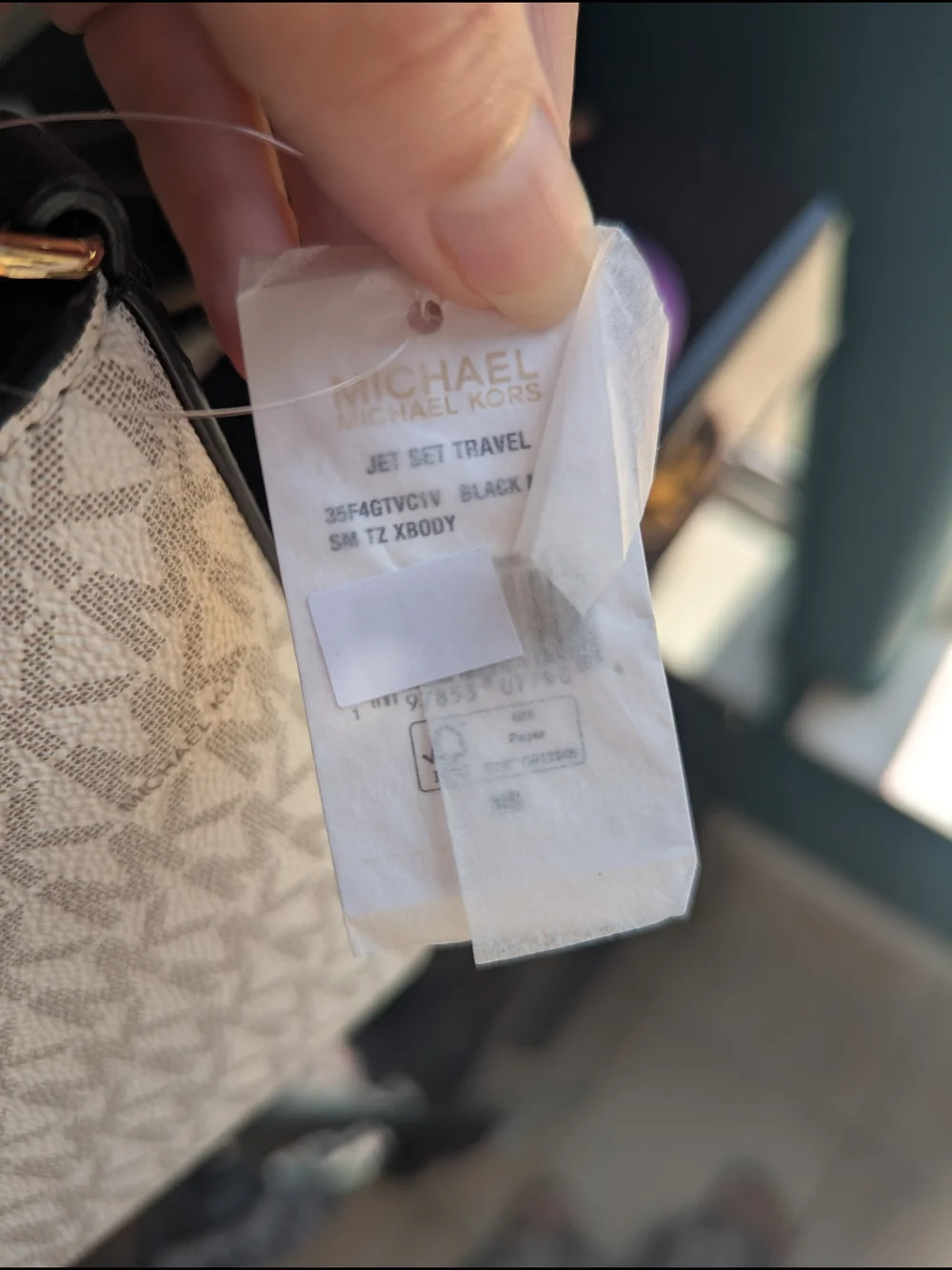 Michael Kors Jet Set Travel Two-Tone Signature Crossbody - Beige & Black